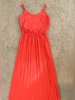 Lush Coral Orange Sleeveless Dress Summer Lightweight